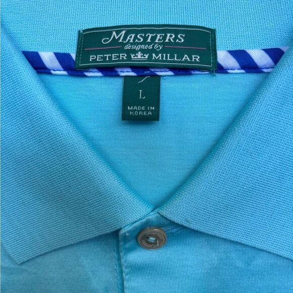 PETER MILLAR Masters  Golf Performance Cotton Polo In Turquoise Size L / NWOT - Picture 4 of 8